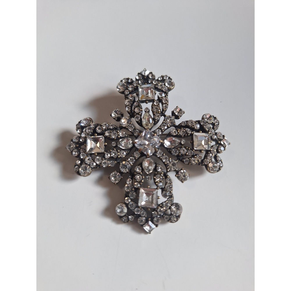 Joan Rivers Private Collection Maltese Cross Pin Pendant 2.5" Vintage Jewelry